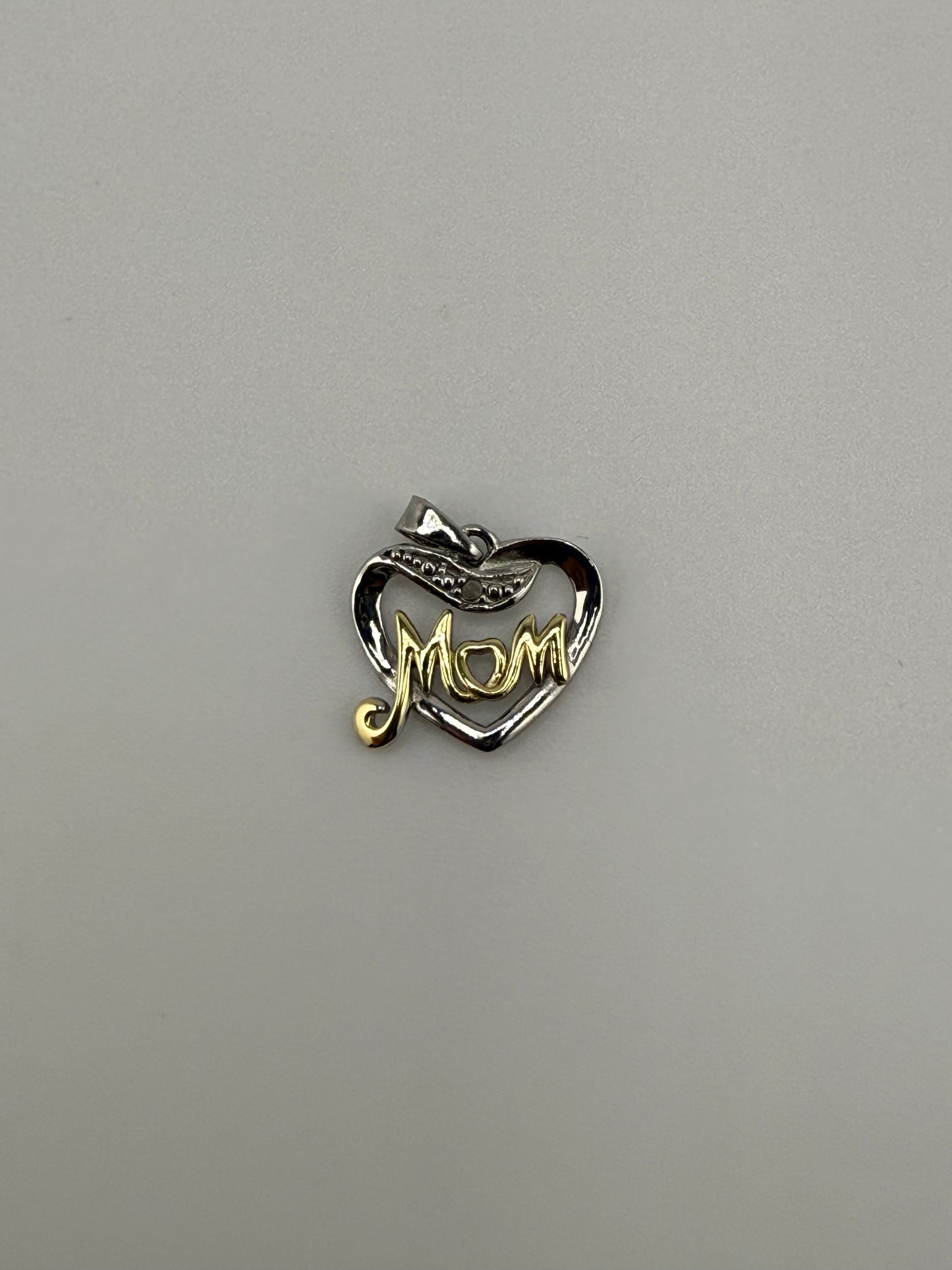 “Mom” Heart Sterling Silver Pendant