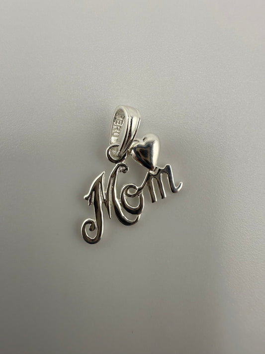 “Mom” Sterling Silver Pendant with small Heart
