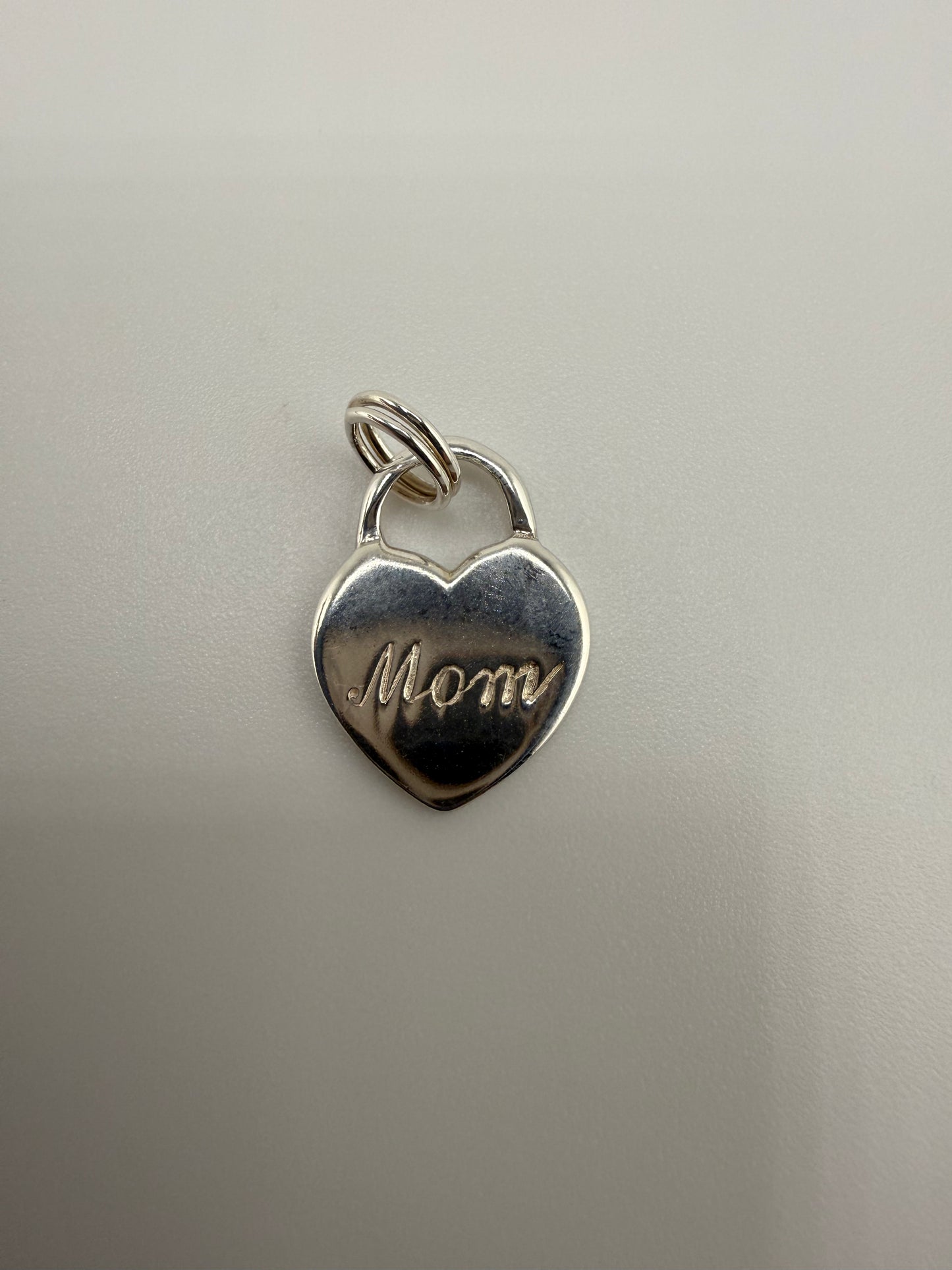 “Mom” Heart Sterling Silver Pendant