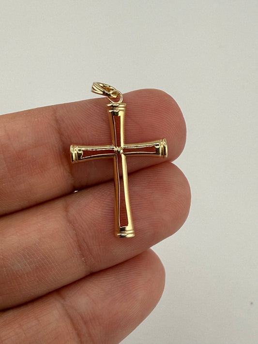 14k Gold Polished and Cut-Out Cross