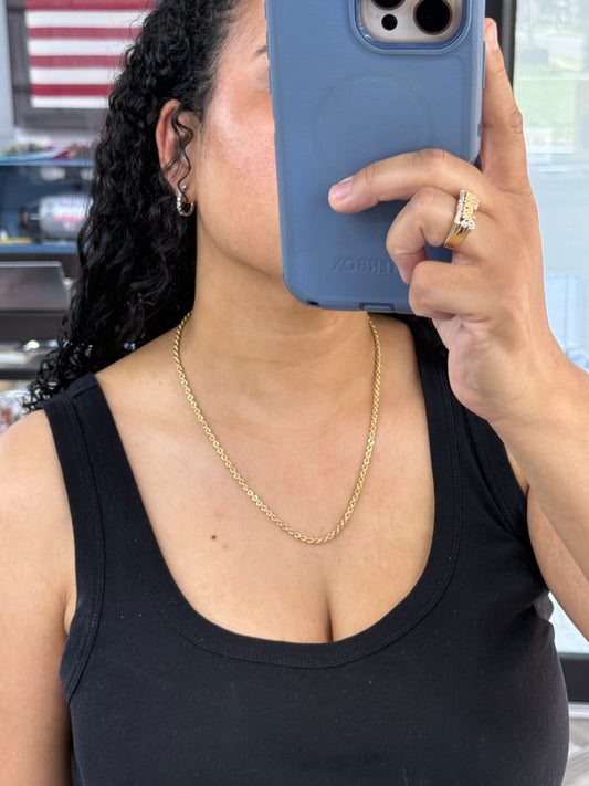 solid rope chain | diamond cut | 14k gold | 3.00 mm width | 20.5 inches length