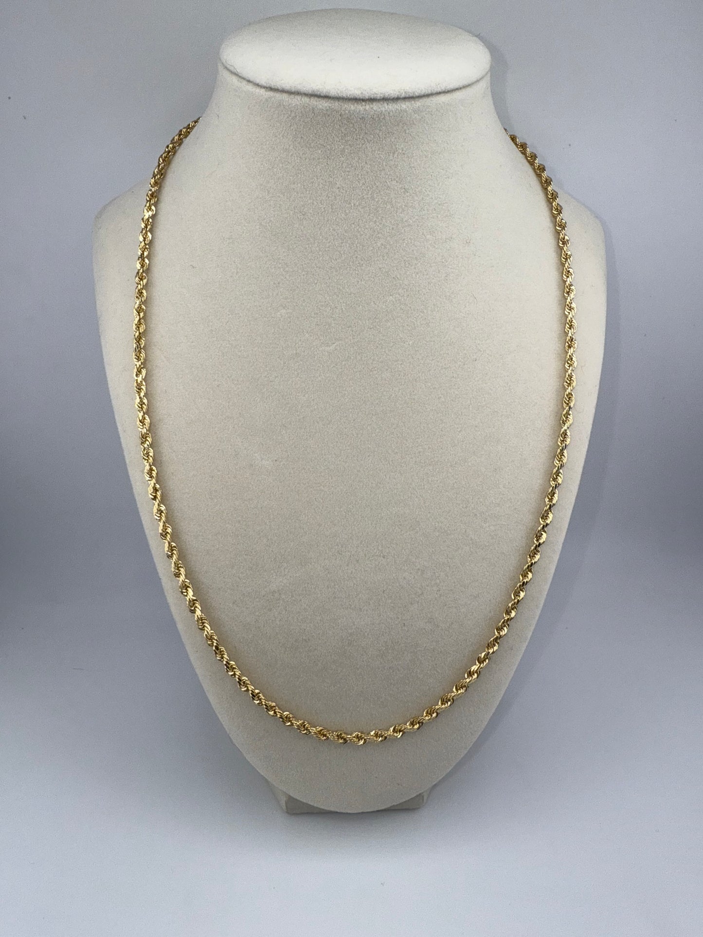 hollow rope chain | diamond cut | 14k gold | 3.00 mm width | 22 inches length