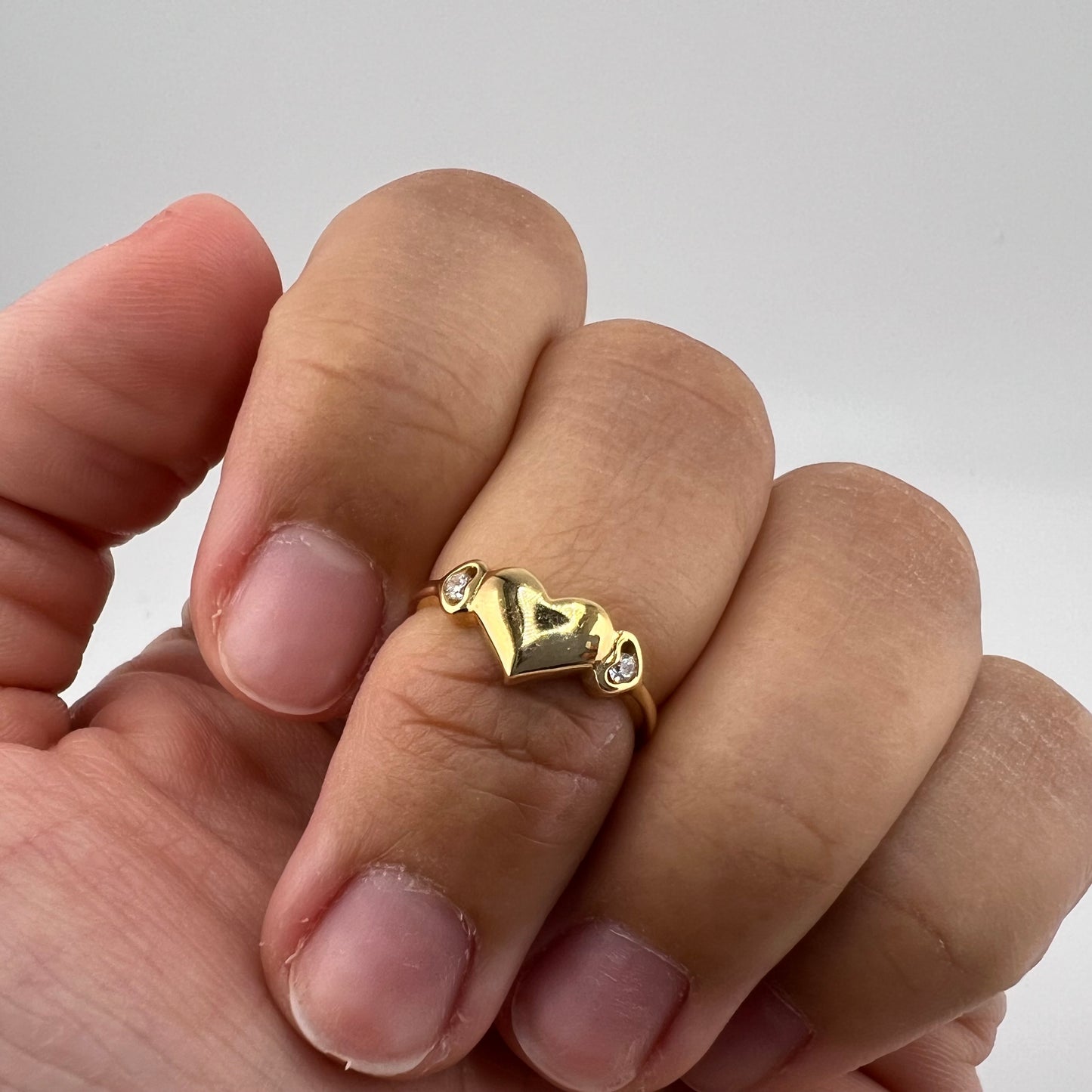 14k gold | heart design | zirconia | size 4.25