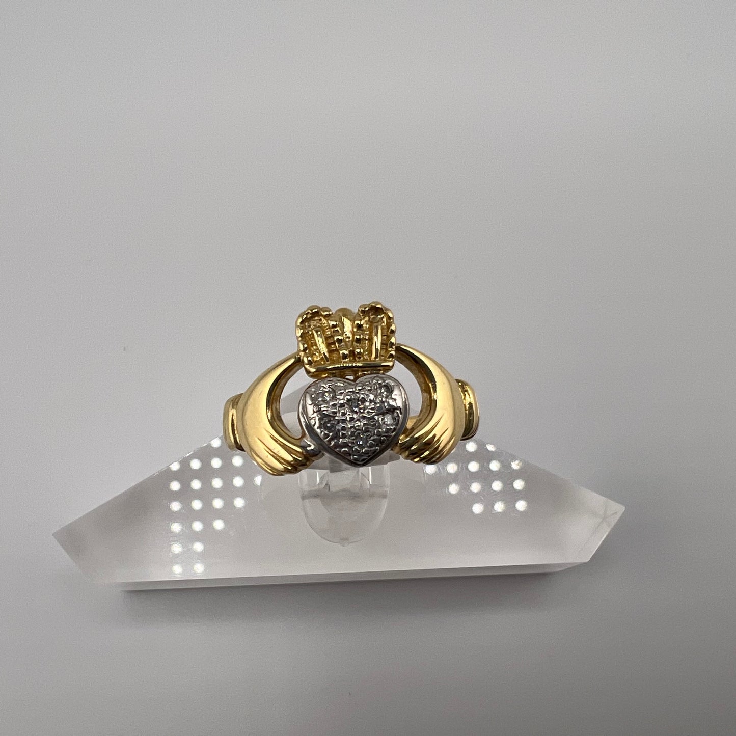 14k gold | Claddagh ring | diamonds | size 9.25