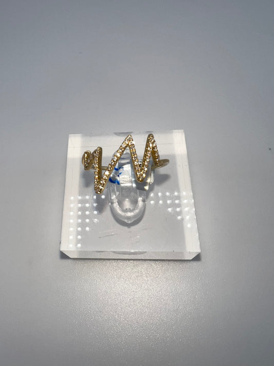 14k yellow gold ring with funky design | 0.15 ct diamonds | size 7.5