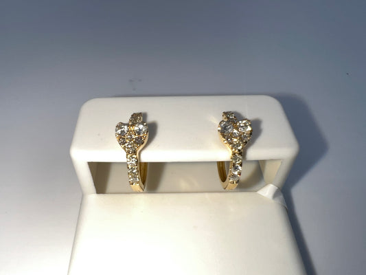 14k diamond huggie heart earrings | 0.42 ct diamonds