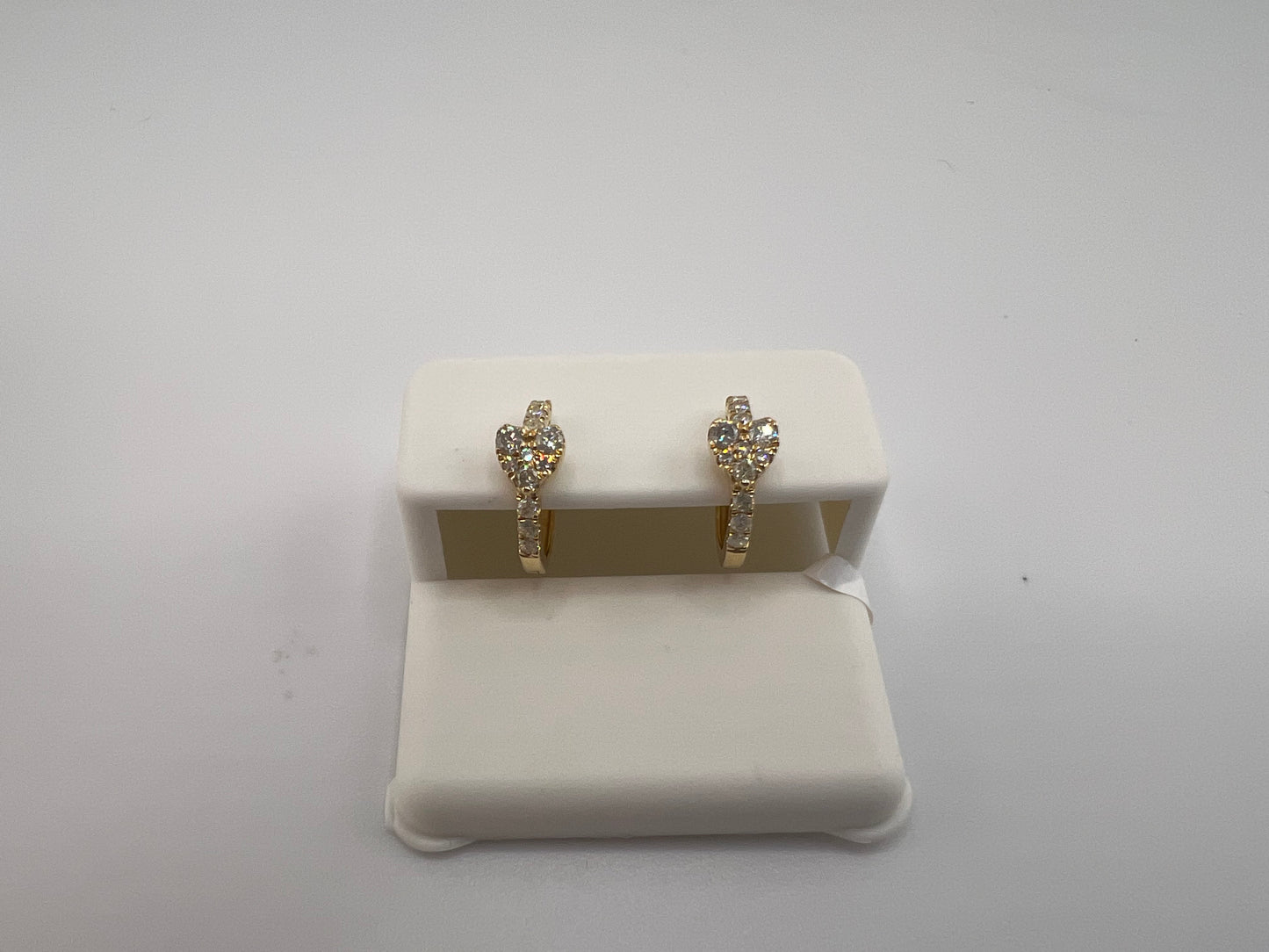 14k diamond huggie heart earrings | 0.42 ct diamonds