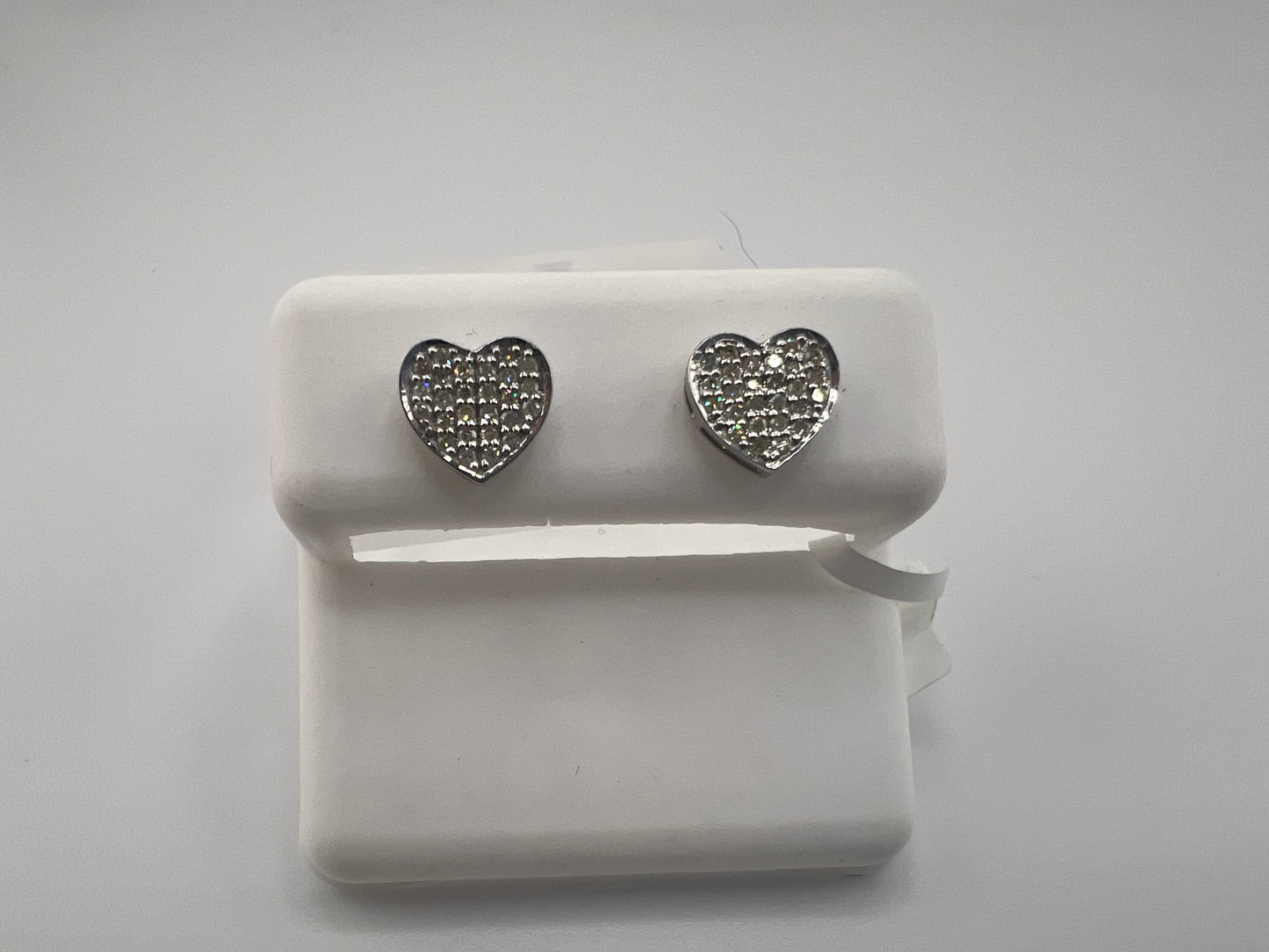 14k gold diamond heart earrings | screwback | 0.34 diamonds