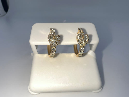 14k heart diamond huggie earrings | 0.70 ct diamond