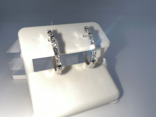 14k gold diamond huggie earrings | 0.32 ct diamond