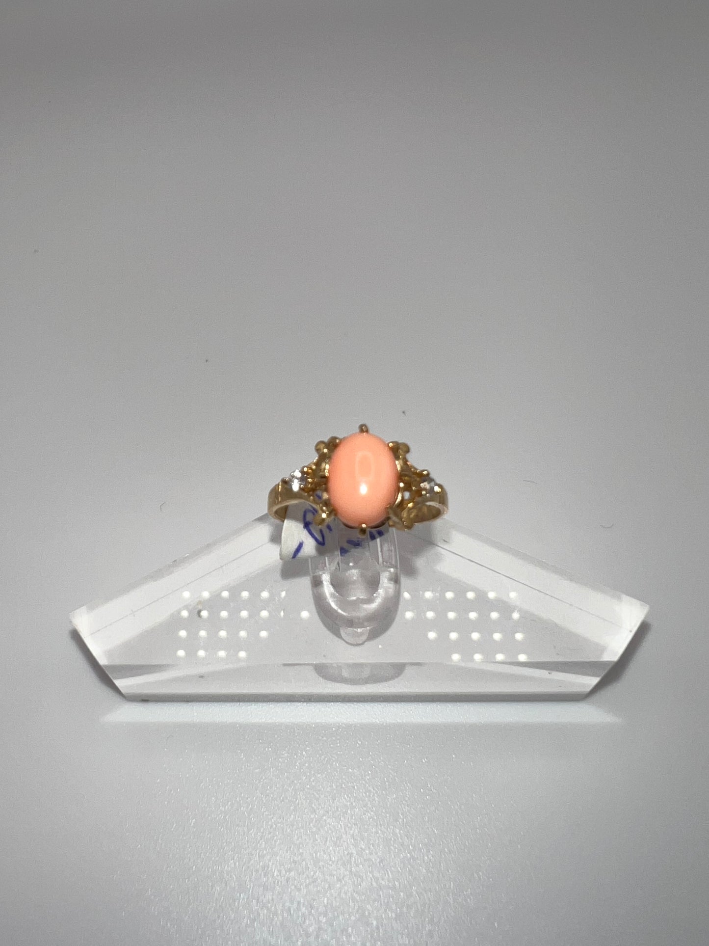 14k gold | pink coral and zirconia | size 5.5
