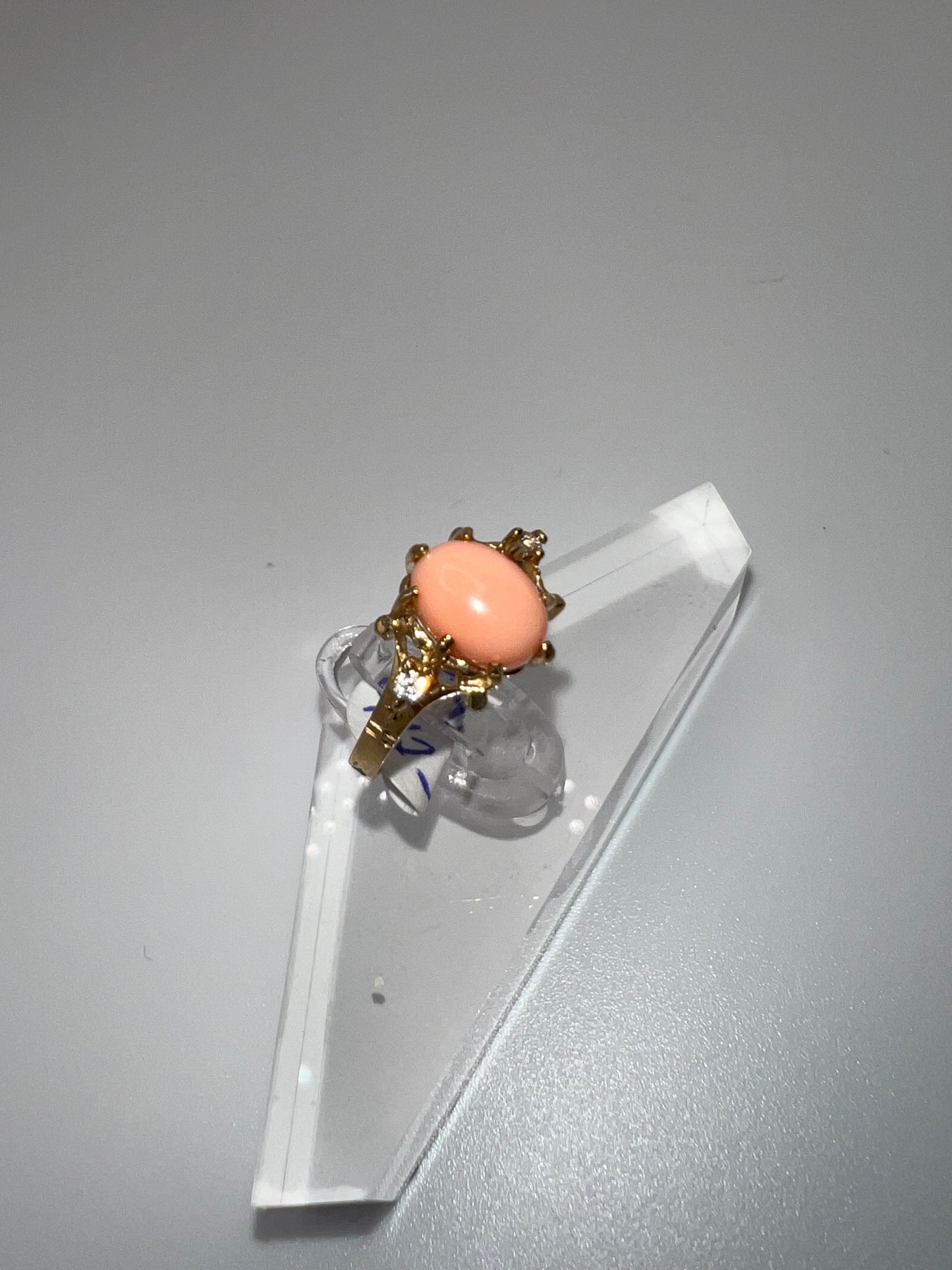 14k gold | pink coral and zirconia | size 5.5