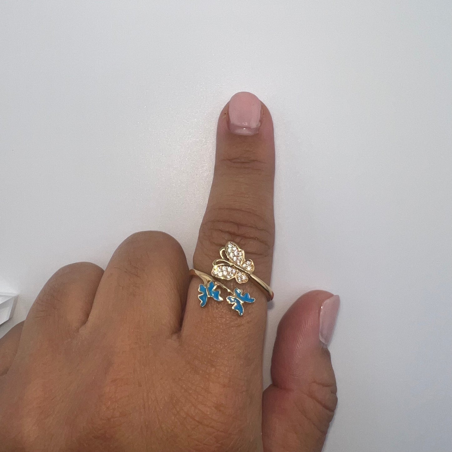 14k gold | turquoise and zirconia | butterflies | size 8+