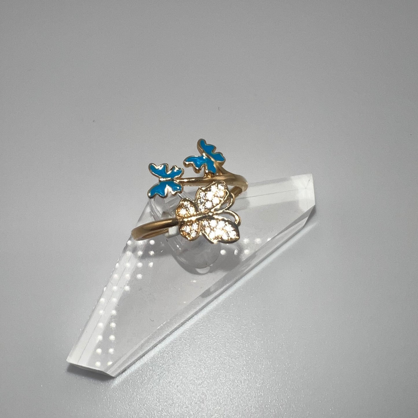 14k gold | turquoise and zirconia | butterflies | size 8+