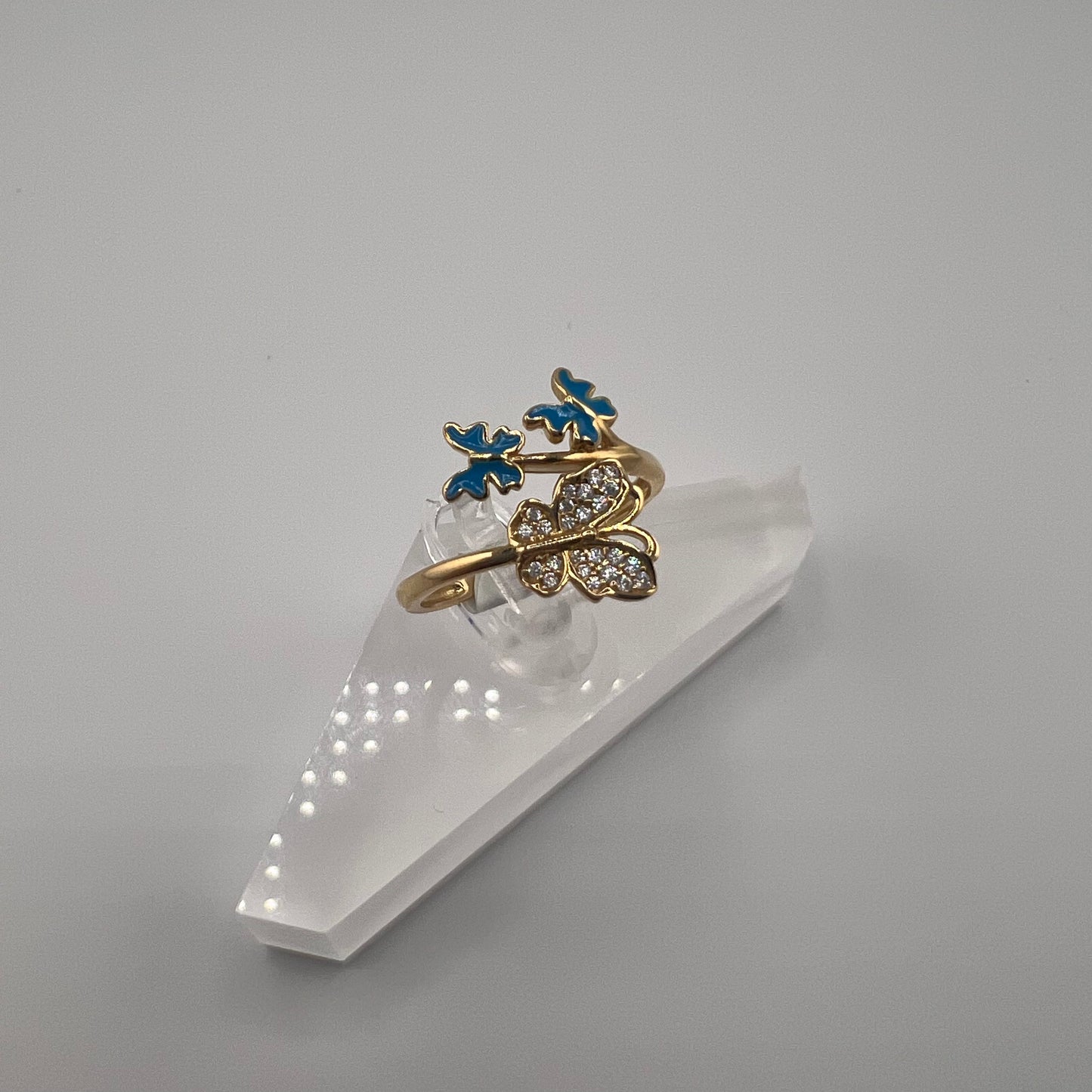 14k gold | turquoise and zirconia | butterflies | size 8+