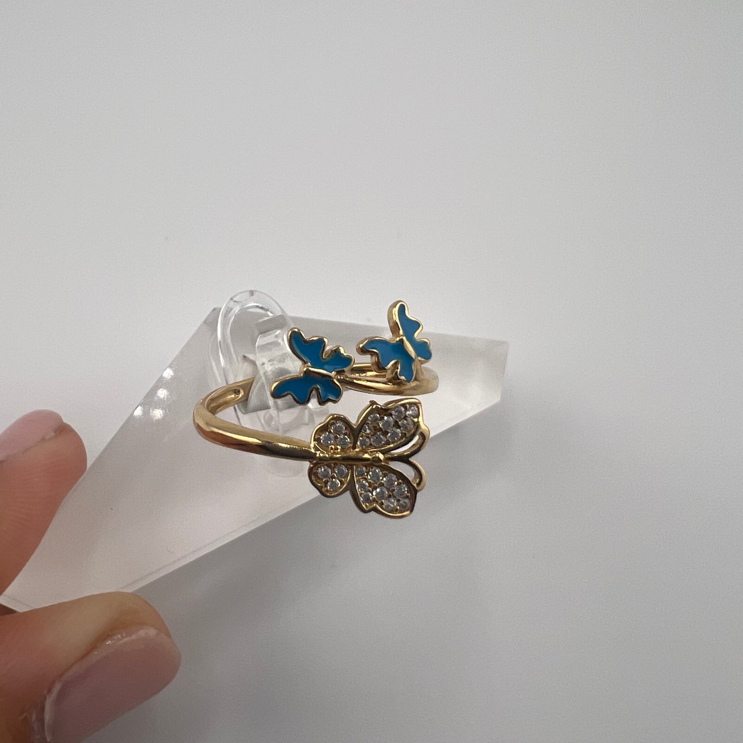 14k gold | turquoise and zirconia | butterflies | size 8+