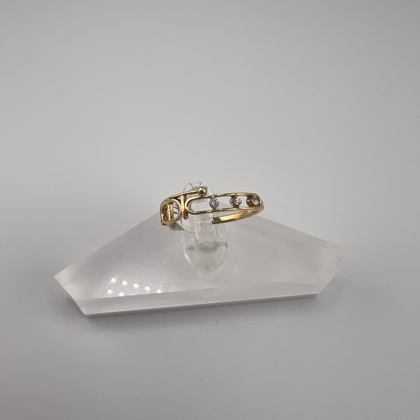 14k gold | zirconia | pin design | size 7.25