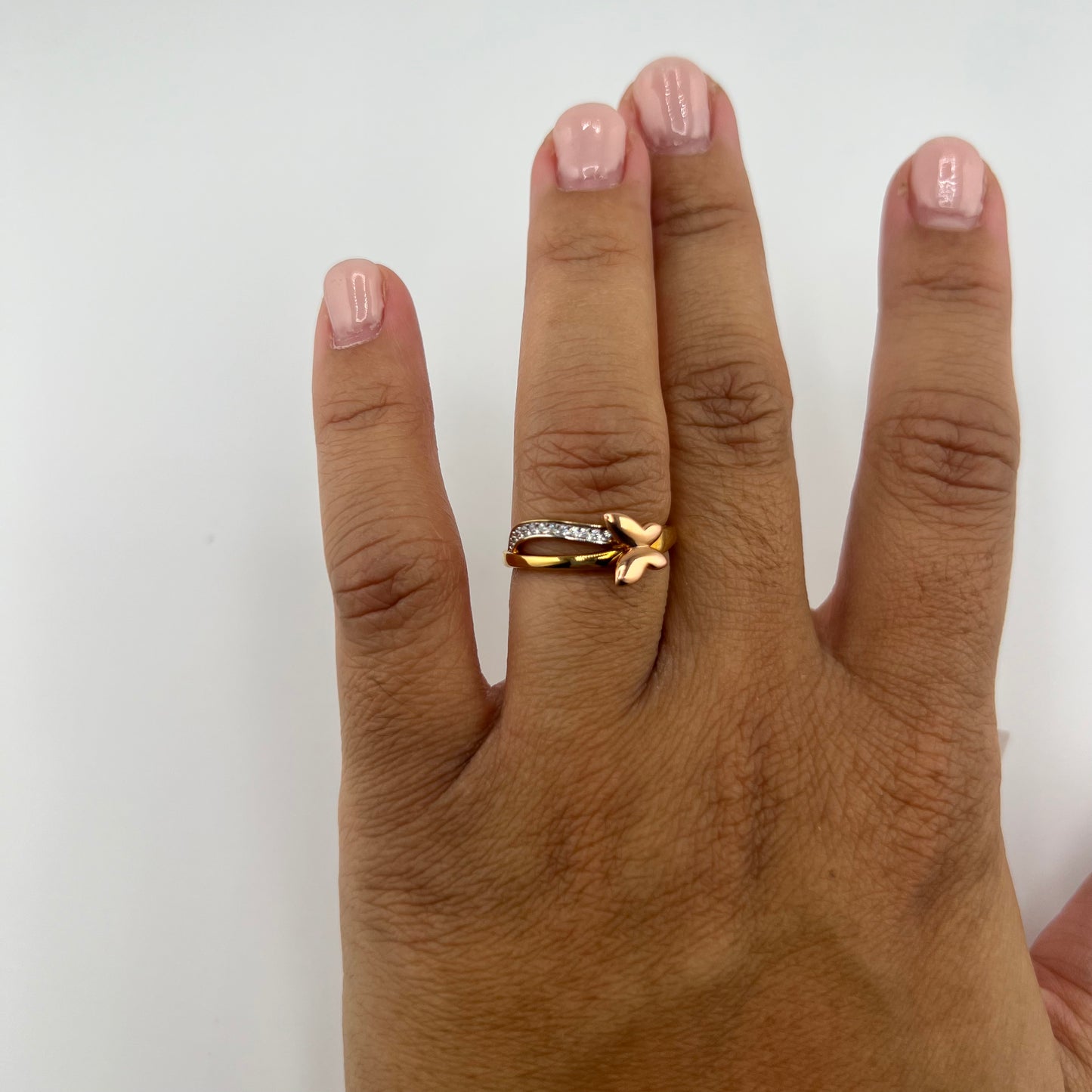 14k two-toned gold | rose and yellow gold | zirconia | size 7.25