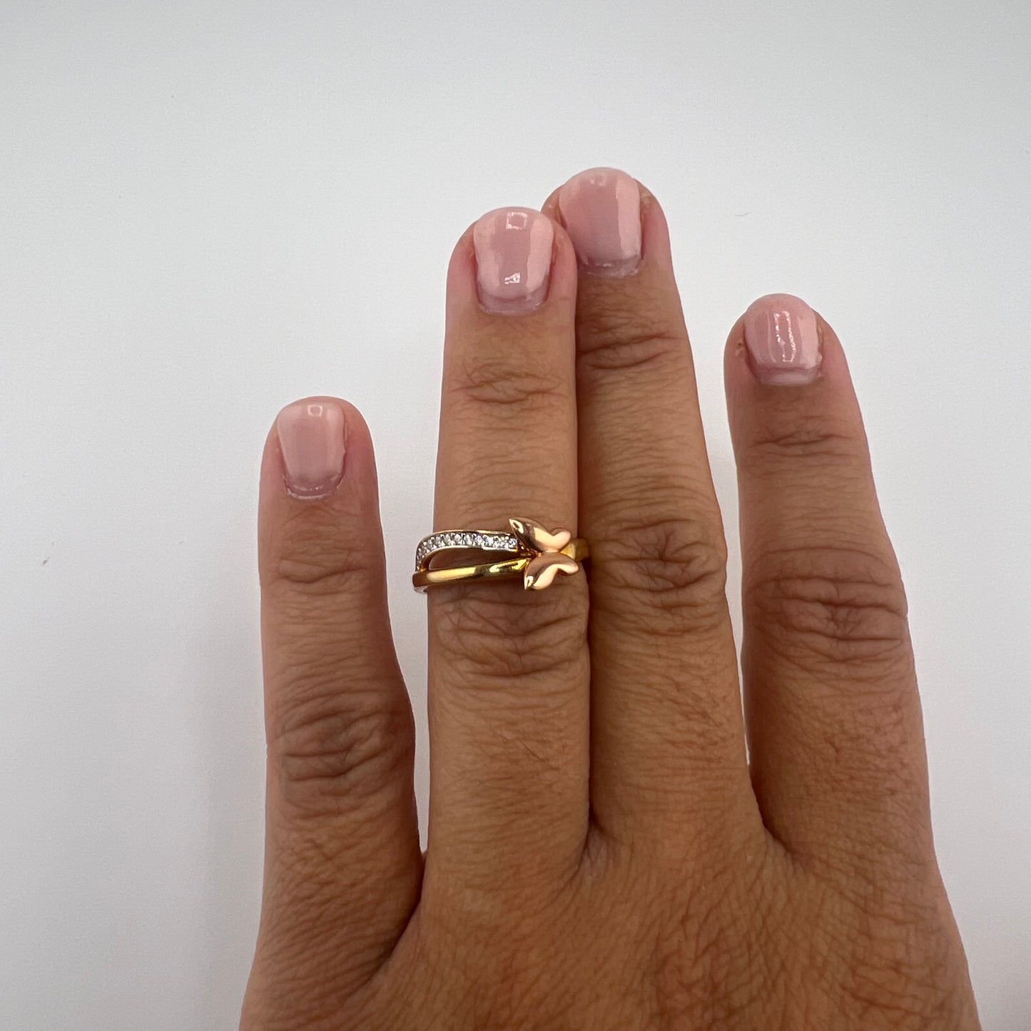 14k two-toned gold | rose and yellow gold | zirconia | size 7.25