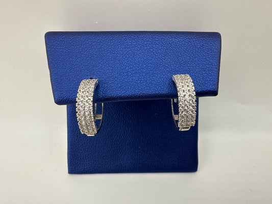14k white gold with zirconia huggie earrings