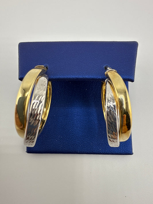14k Two-Toned Gold Fancy Hoops