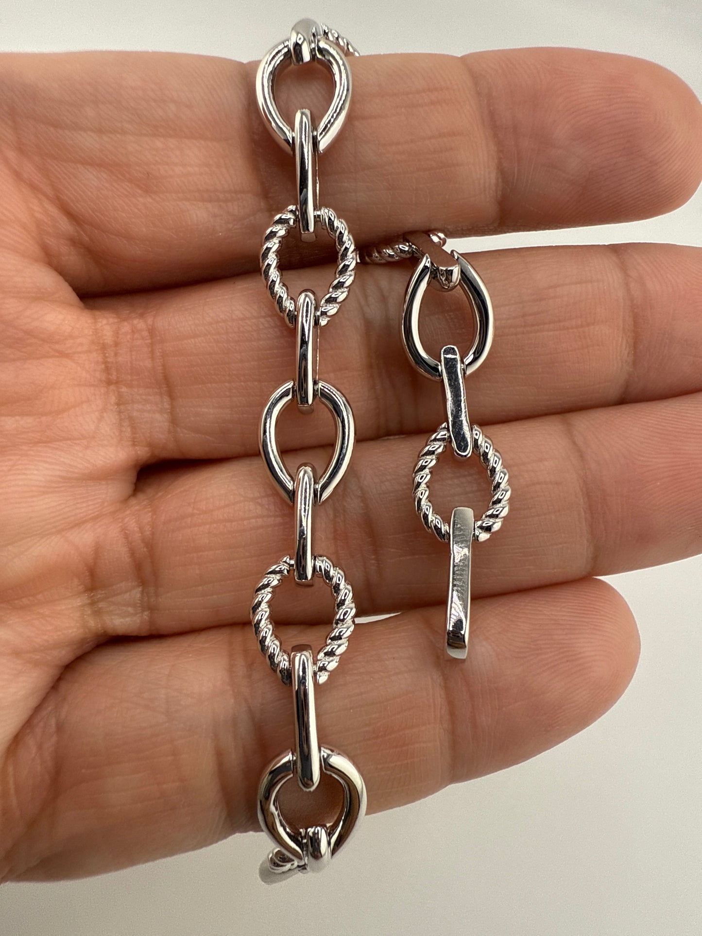 Sterling Silver Alternating Link Bracelet