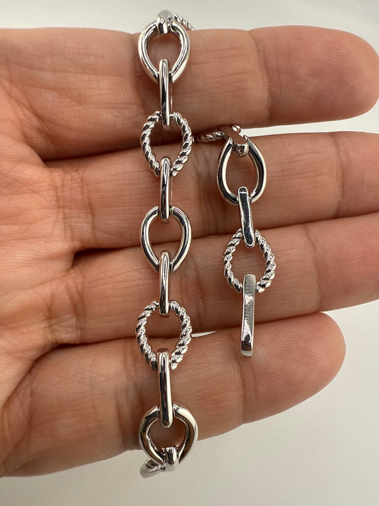 Sterling Silver Alternating Link Bracelet