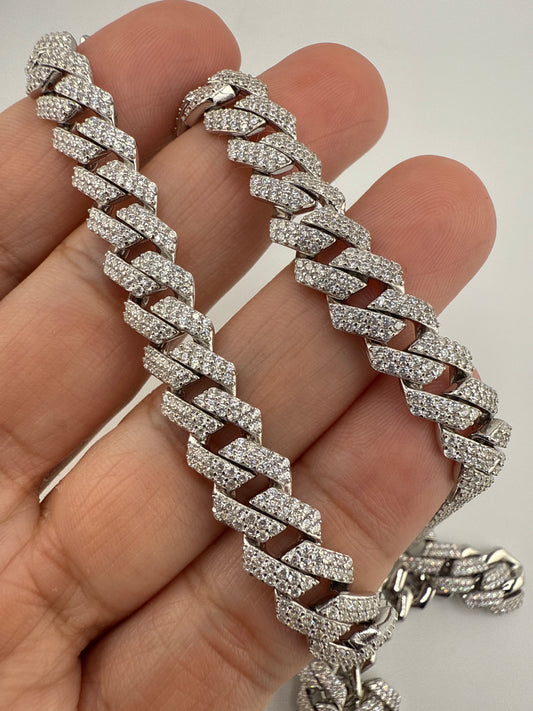 Sterling Silver, 9mm Micro Pave Monaco Chain