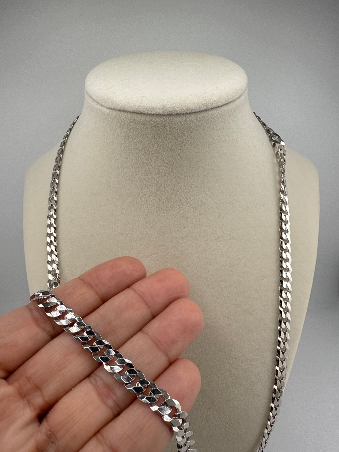 Sterling Silver 24inch 6.25mm Cuban Chain - Rhodium Plated
