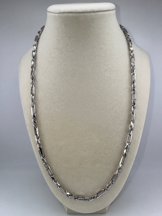 Sterling Silver 22inch 4mm Figarope Chain - Rhodium Plated