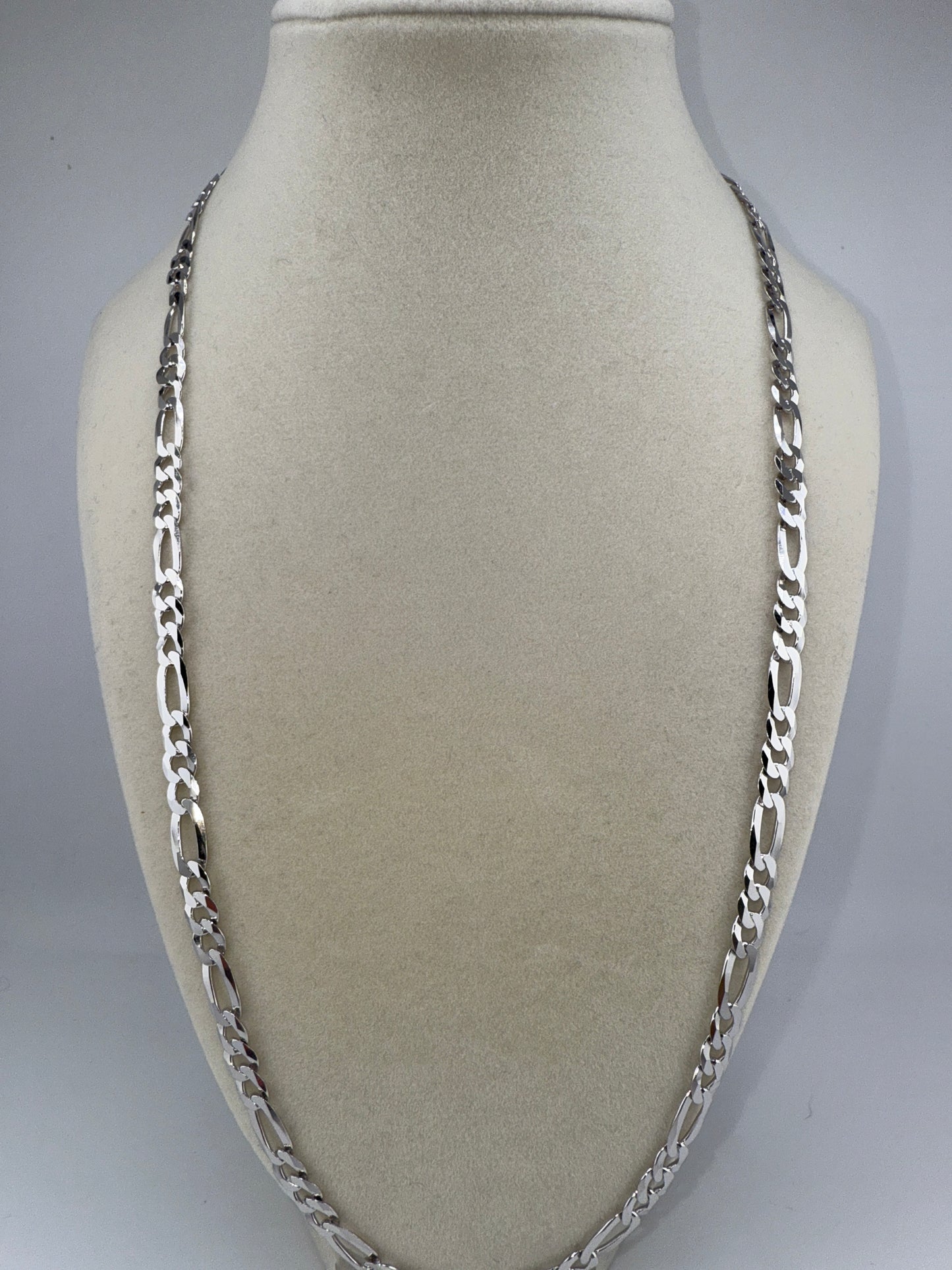Sterling Silver 24inch 5.8mm Figaro Chain - Rhodium Plated