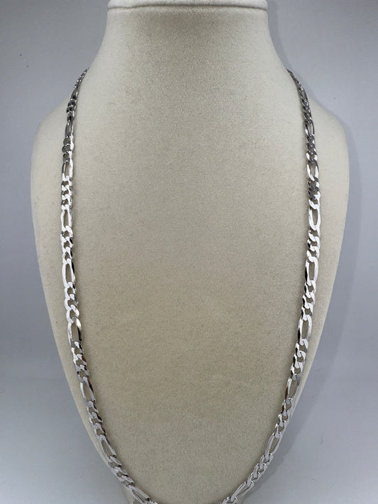 Sterling Silver 24inch 5.8mm Figaro Chain - Rhodium Plated