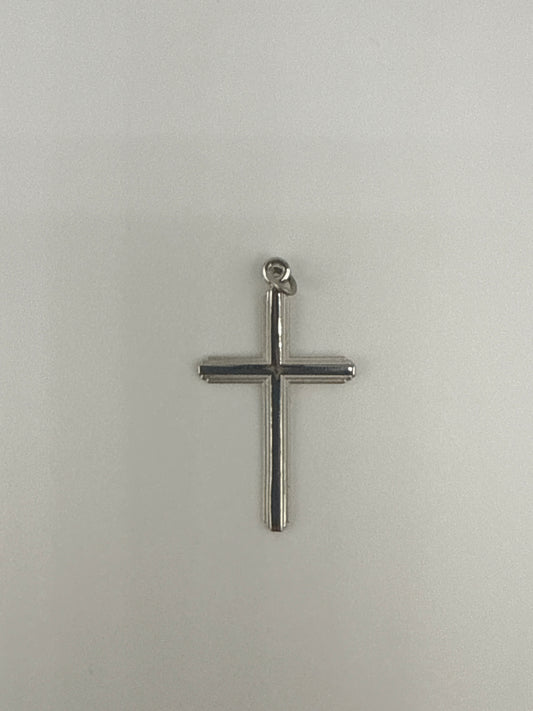 Sterling Silver Polished Grooved Cross Pendant