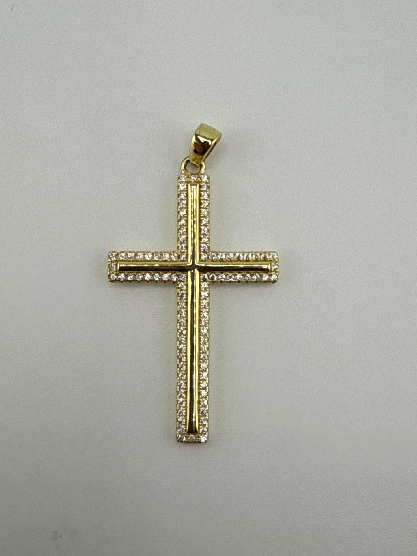 Sterling Silver Gold Plated Zirconia Cross Pendant