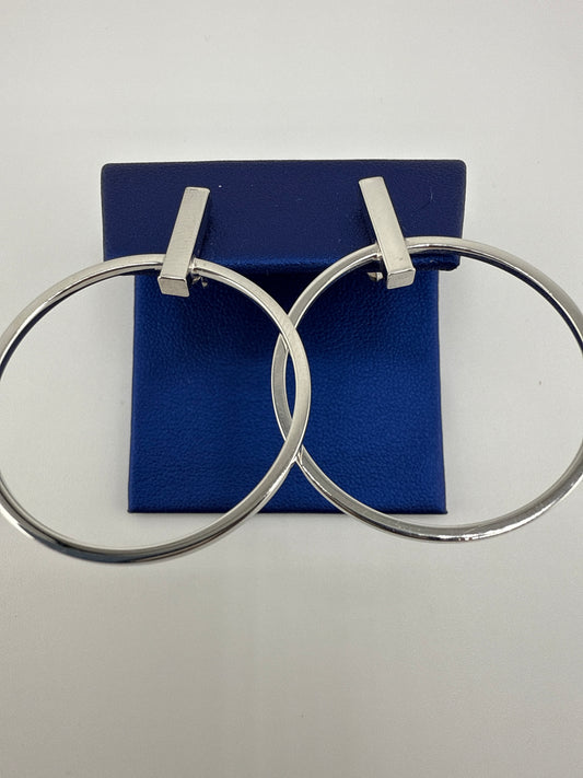 14k White Gold Post Earring with Hoop Design