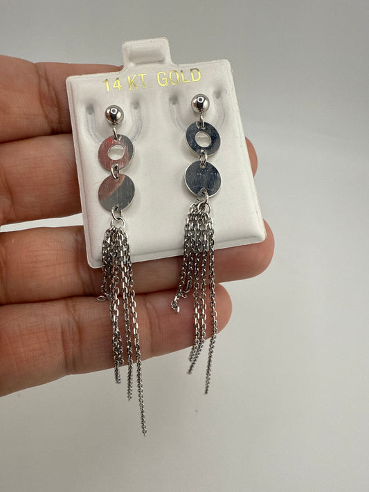 14k White Gold Dangle Post Earrings