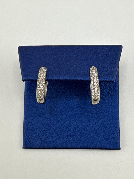 14k white gold with zirconia huggie earrings