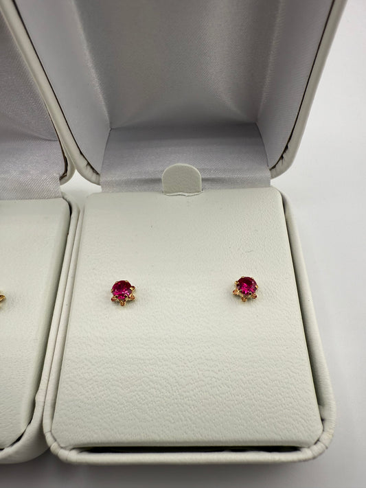 14k yellow gold with gemstone post earrings