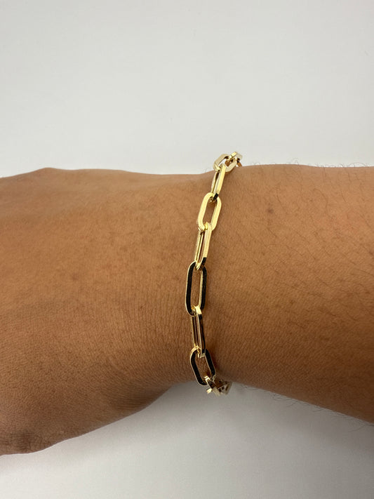 14k Gold Paperclip Link Bracelet | 7 inches