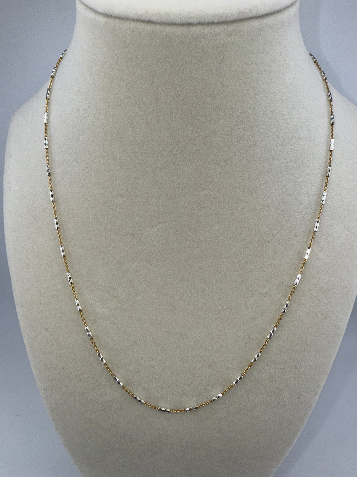 Sterling Silver Diamond-Cut Long Square Beads Chain - Gold Plated