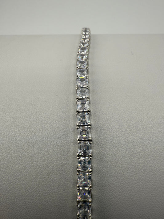 Sterling Silver Square Zirconia Tennis Bracelet