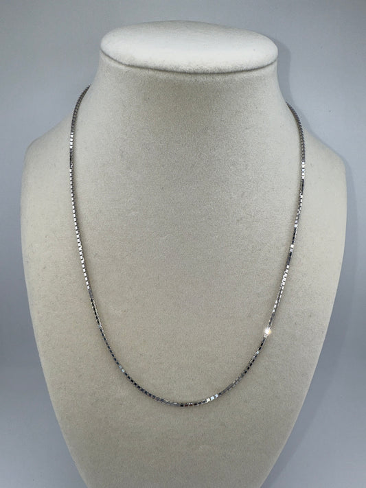 14k White Gold Box Chain, 18inches