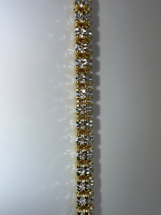 Sterling Silver 5mm D-C Ice Chain Bracelet - Two-toned, 8inch