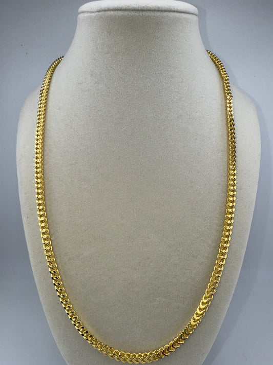 Sterling Silver 22inch 3mm Franco Chain - Gold Plated