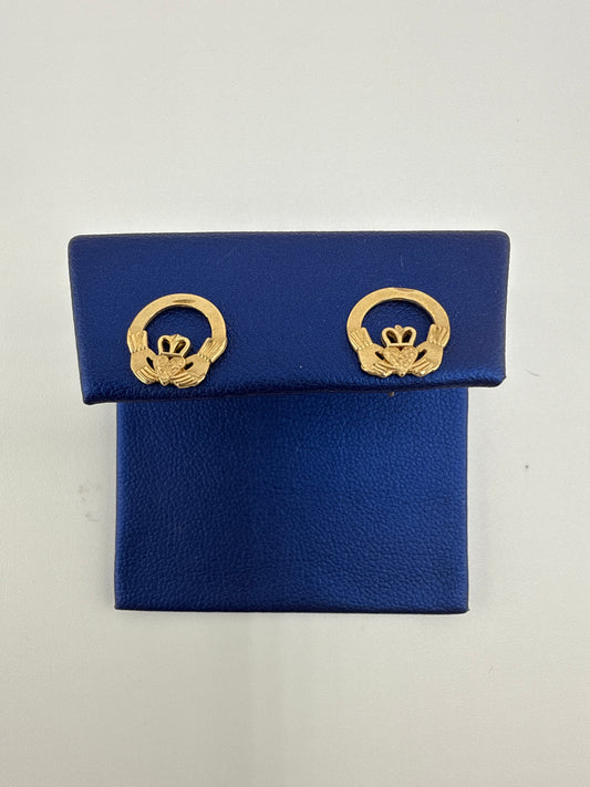 14k yellow gold Claddagh pushback post earrings