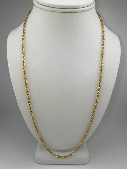 solid rope chain | diamond cut | 14k gold | 2.75 mm width | 24 inches length