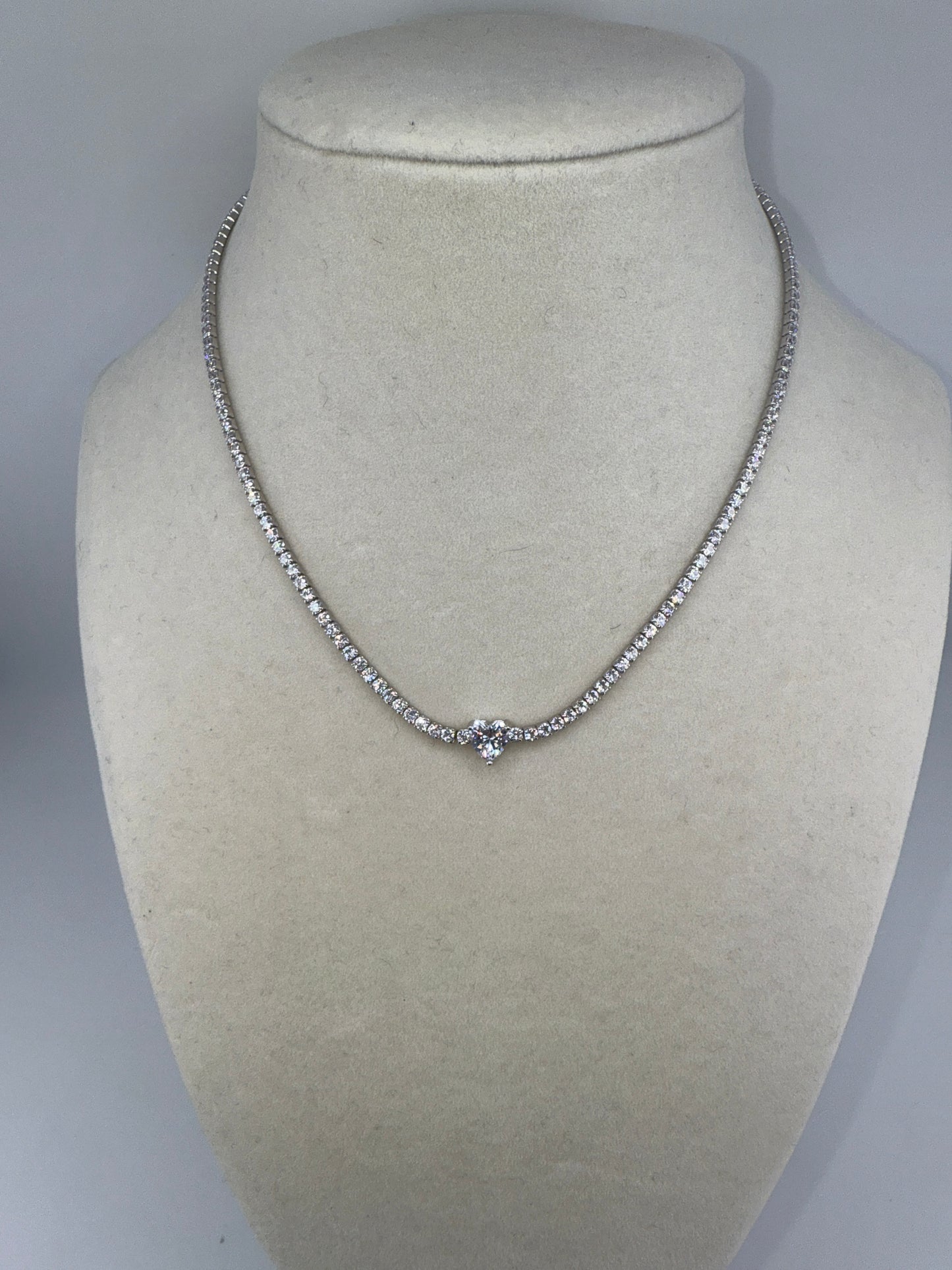 Sterling Silver Heart Tennis Necklace