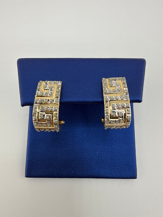 14k Yellow Gold with Zirconia Greek Symbol Earring