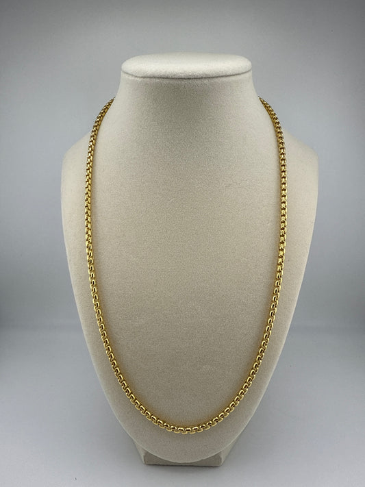 Sterling Silver 3mm Round Box 22inch Chain - Gold Plated