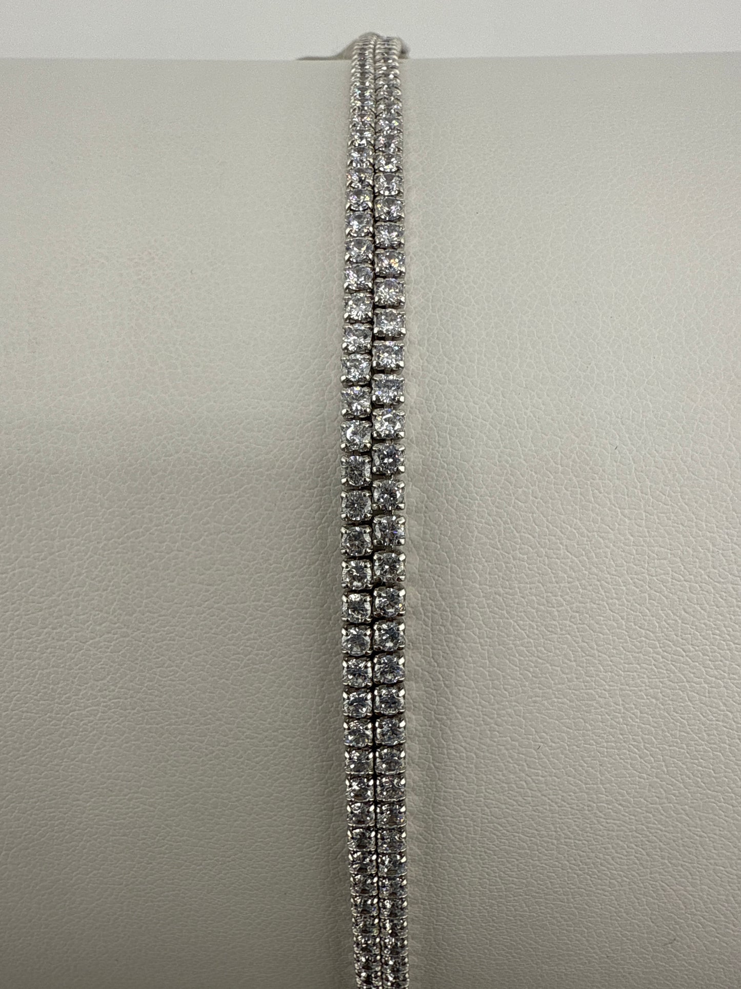 Sterling Silver Double Row CZ Tennis Bracelet